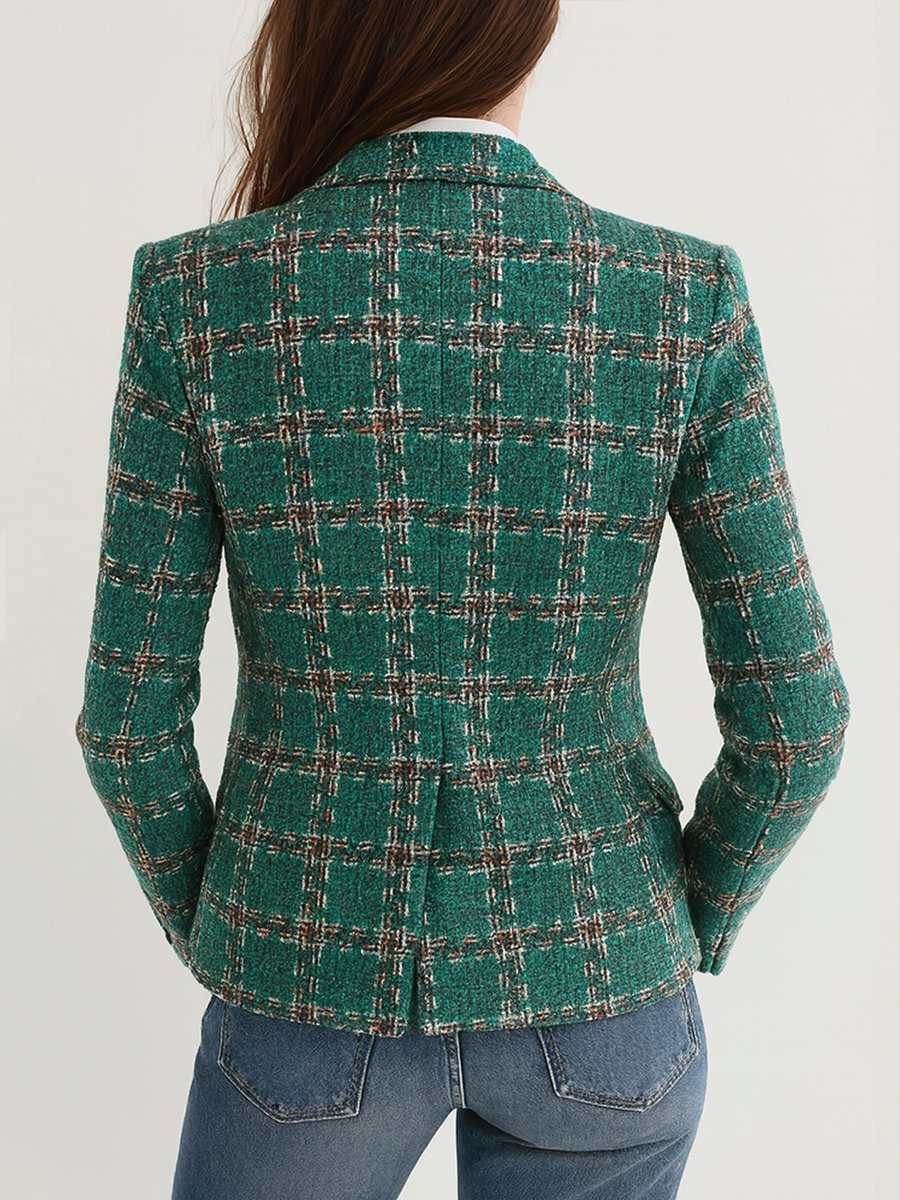 Vintage plaid blazer side view