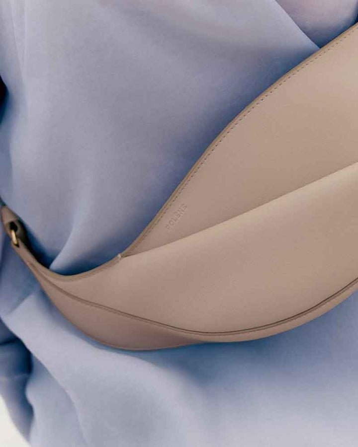 Nappa Leather Folded Crescent Crossbody Belt Bag
