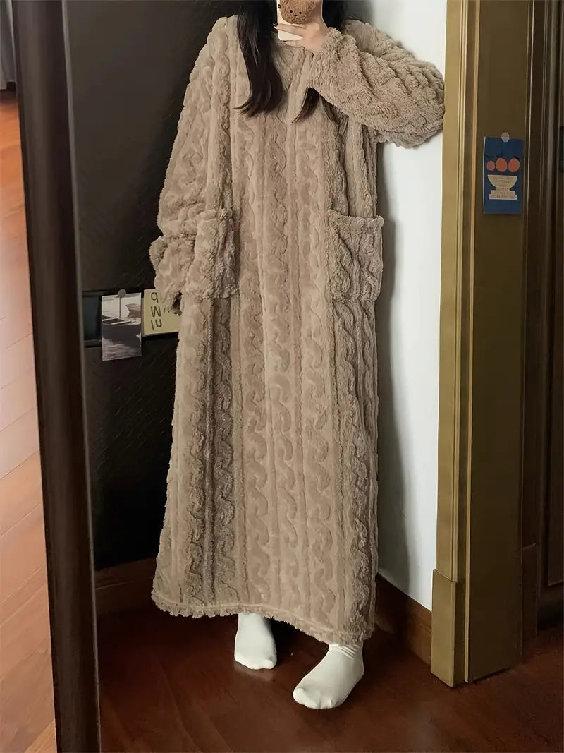 Abigail Jacquard Soft Fleece Winter Dress — product view