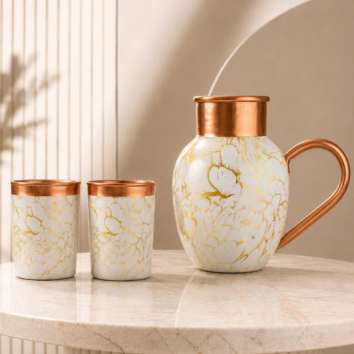 Pure solid copper carafe from the Heritage Collection displayed as part of a product bundle
