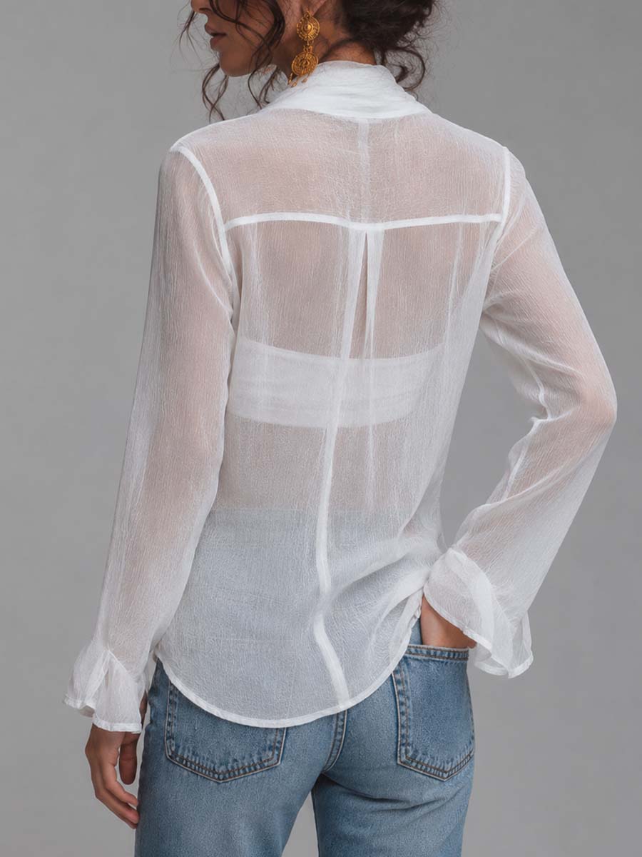 Sheer chiffon wrap blouse styled layered look