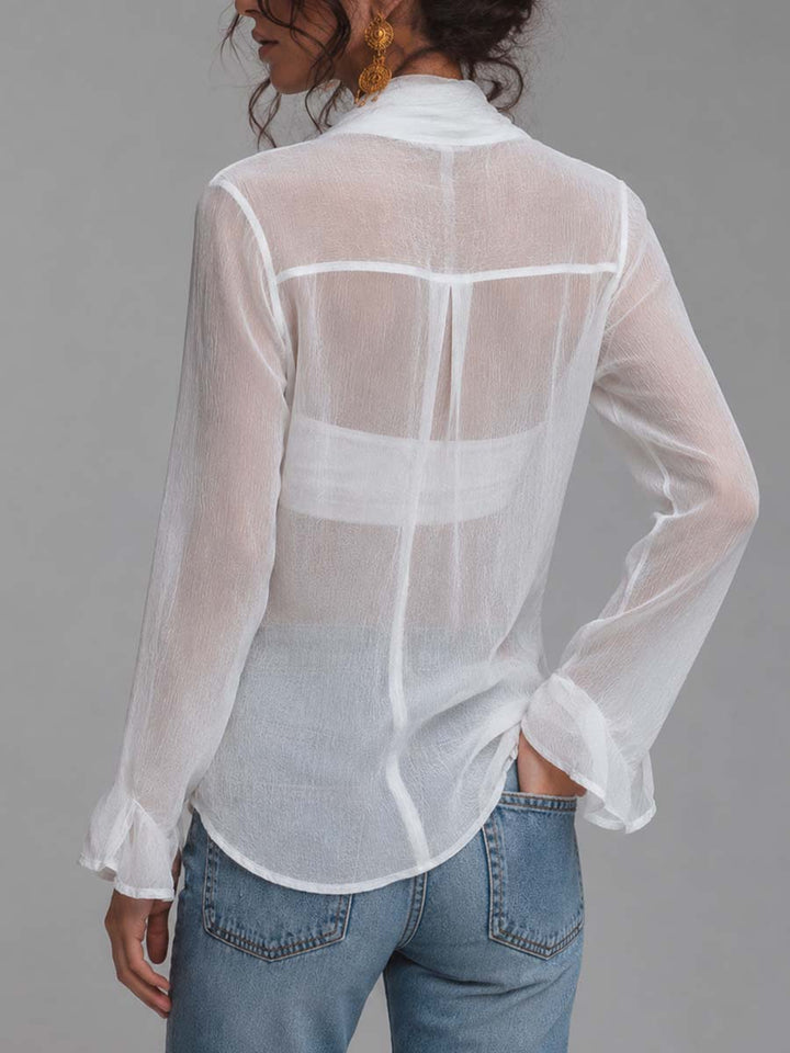 Sheer chiffon wrap blouse styled layered look