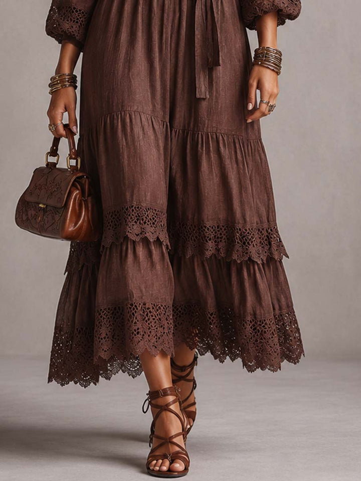 Vintage puff sleeve midi dress styled outfit