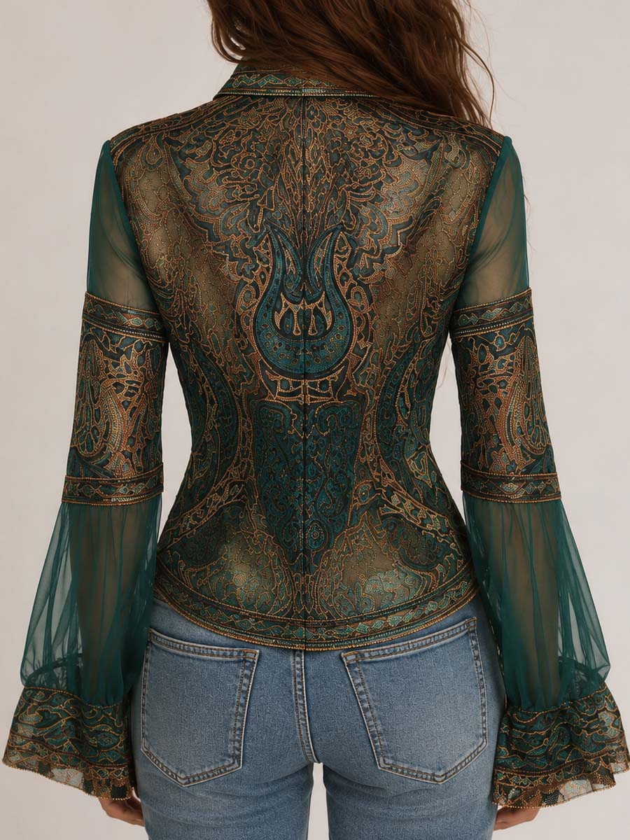 Sheer mesh crop jacket side view