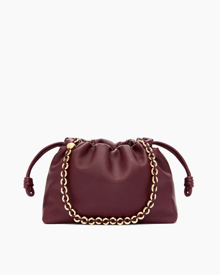 Medium Ruched Genuine Leather Bag Donut Chain