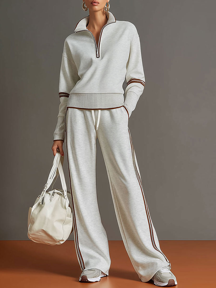 Marietta blouse and wide-leg pants matching set – front view