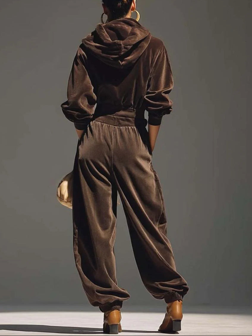 Loose velvet women's co-ord set – full length
