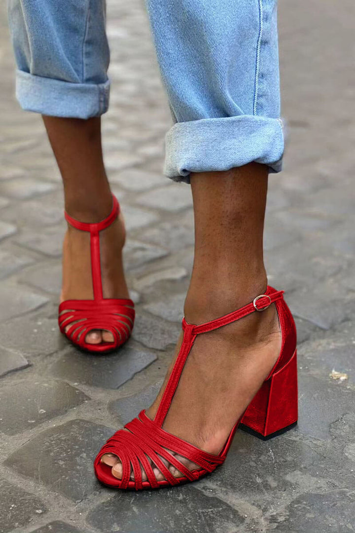 Elegant Sandals With T-Bar — back view