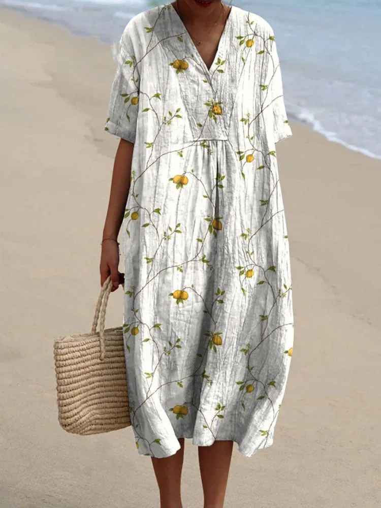Floral Art Print Vintage Floral Maxi Dress — close-up view