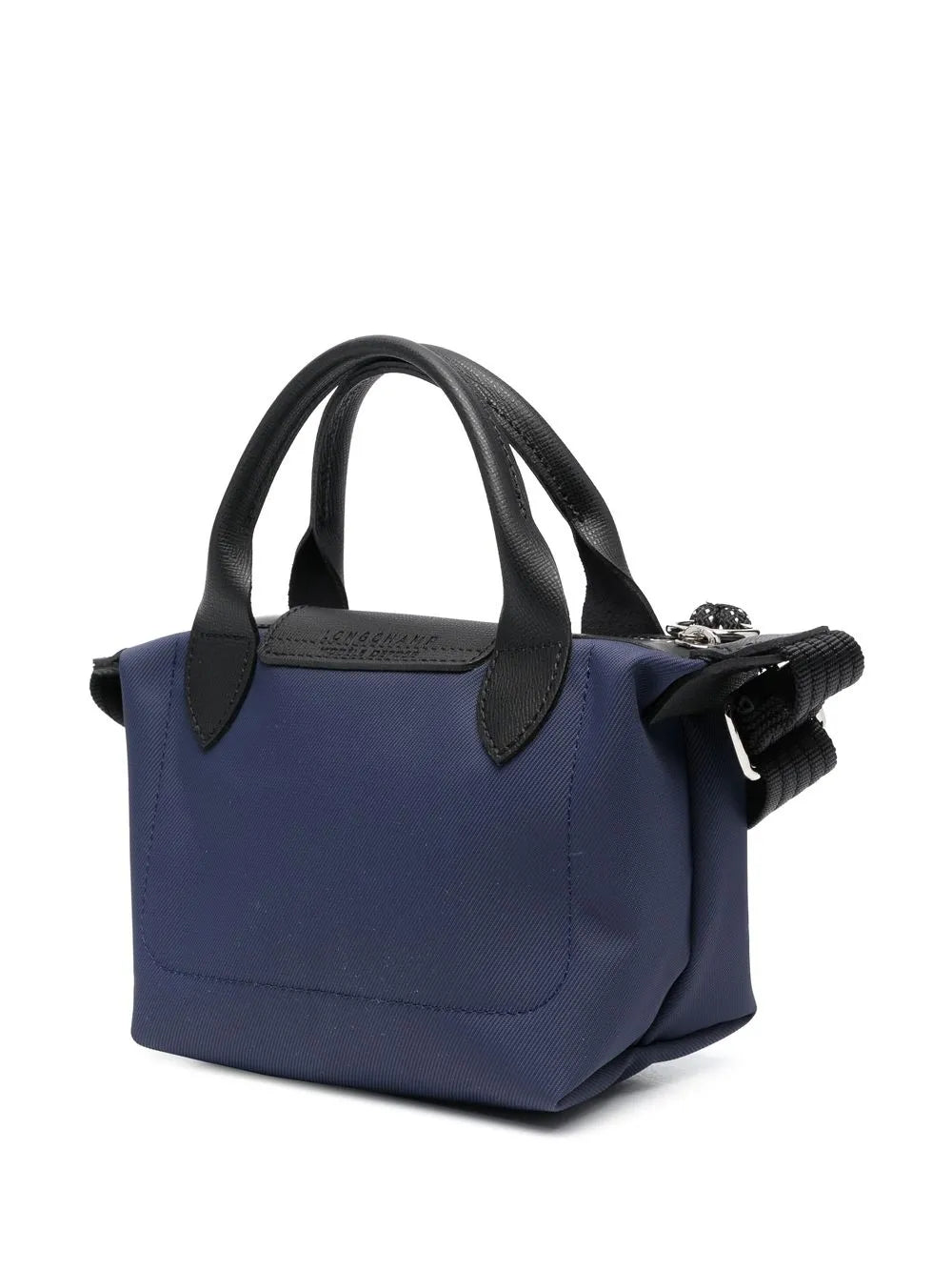 Longchamp Le Pliage Energy XS Crossbody Handbag Navy Marine Blue worn crossbody