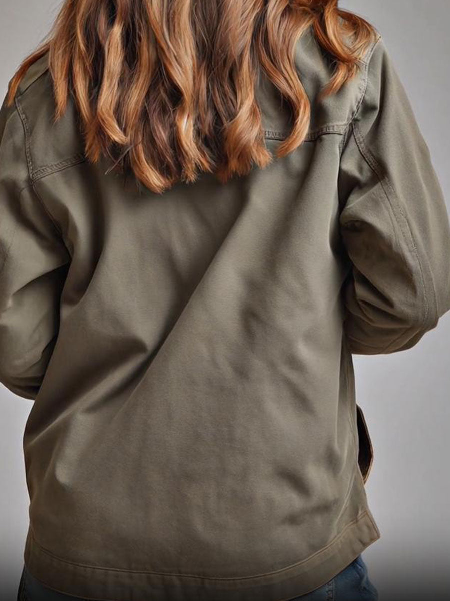 Stand collar pocket jacket side view
