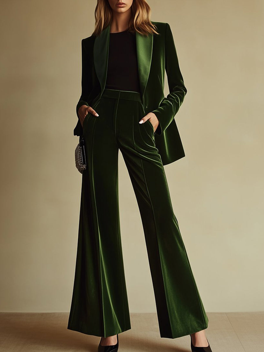 Violetta luxe velvet power suit women – front view