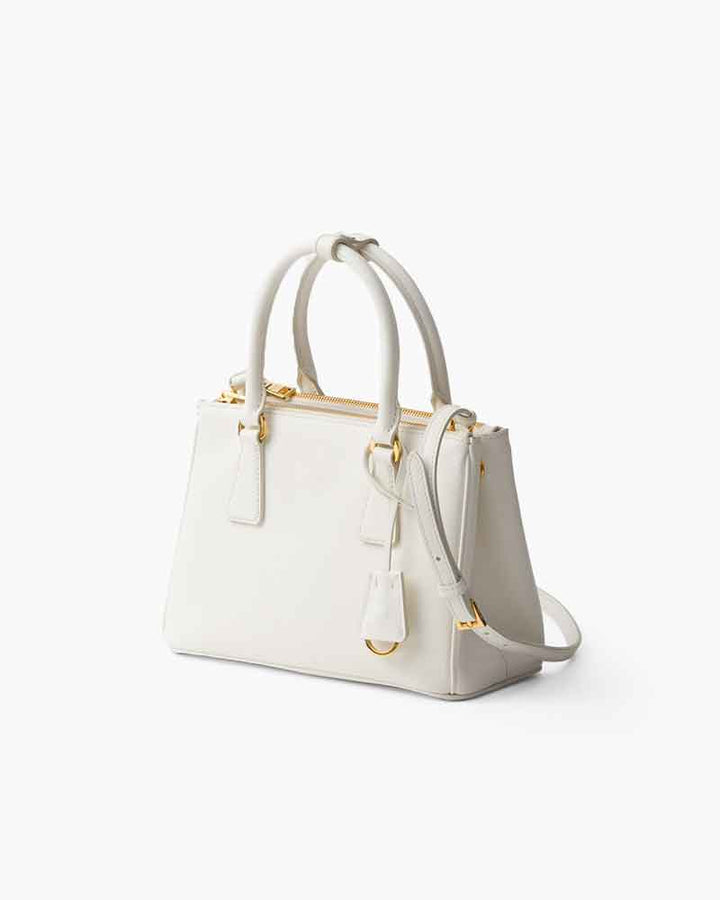 Black Double Zip Shoulder Handbag with Gold Hardware & Strap