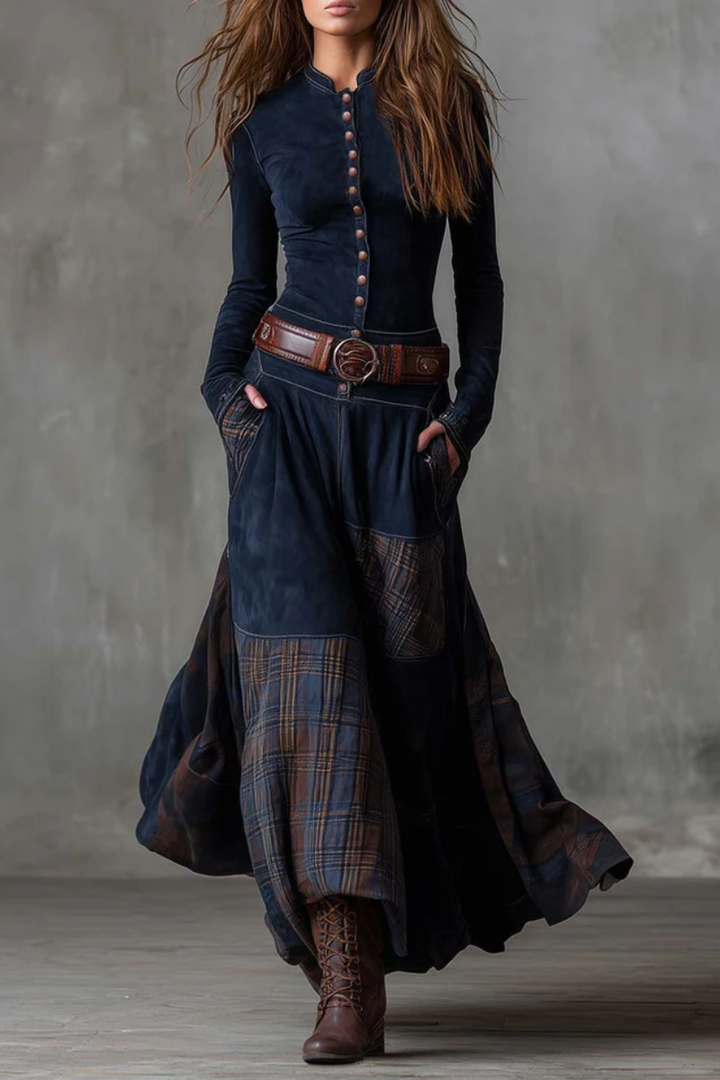 women's boho maxi dress blue – flowy summer look