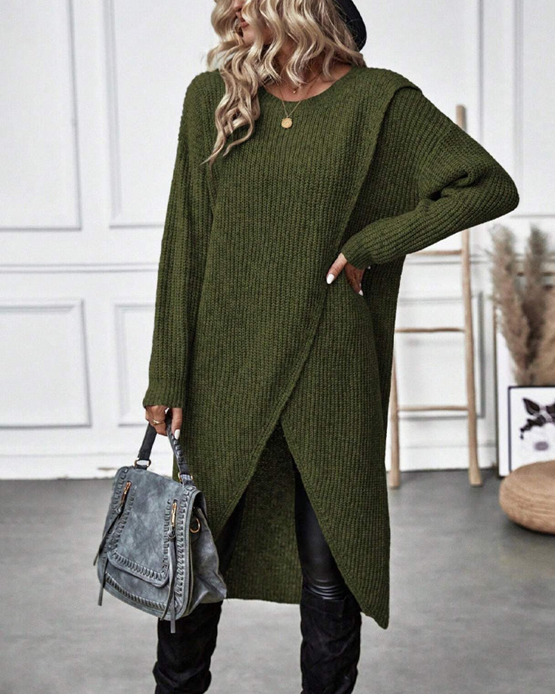 Addison Comfortable Irregular Style Sweater Dress — product view