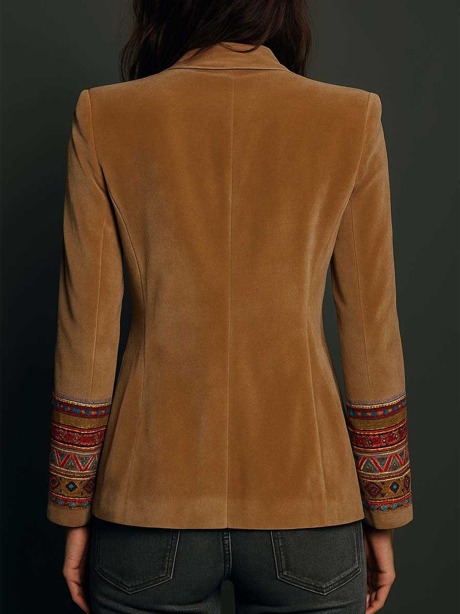 Velvet bohemian blazer full length view