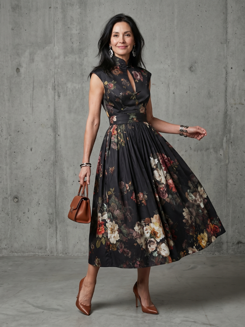 Greta Midi Dress — front view