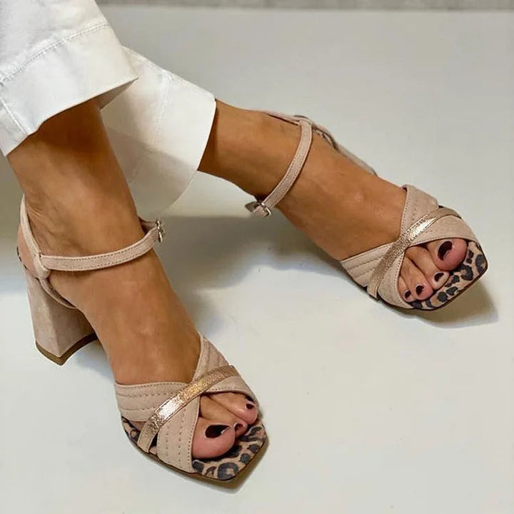 High Heel Sandals With Cross — side view