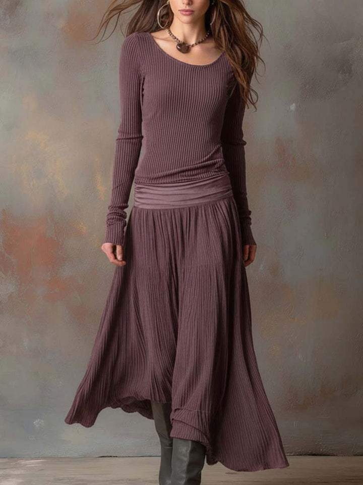 Vintage ribbed knit maxi dress back view