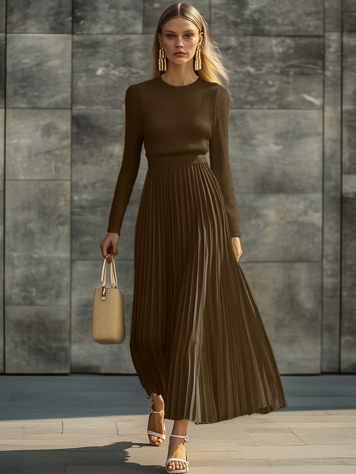 Clara knit satin maxi dress – women's smart casual winter style