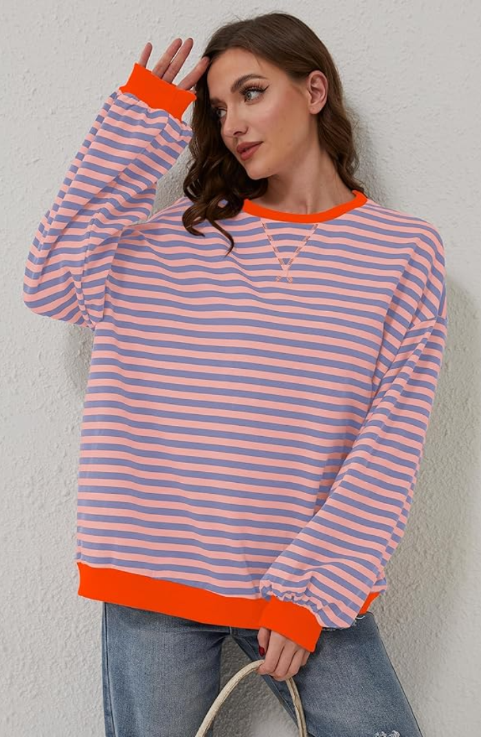Mana Striped Oversized Sweater — back view
