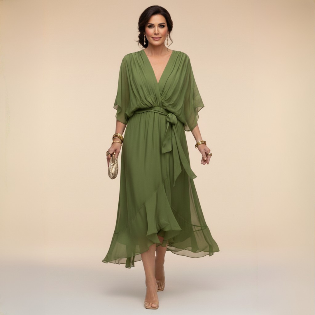 Bella - Flowing V-Neck Silhouette Dress — front view