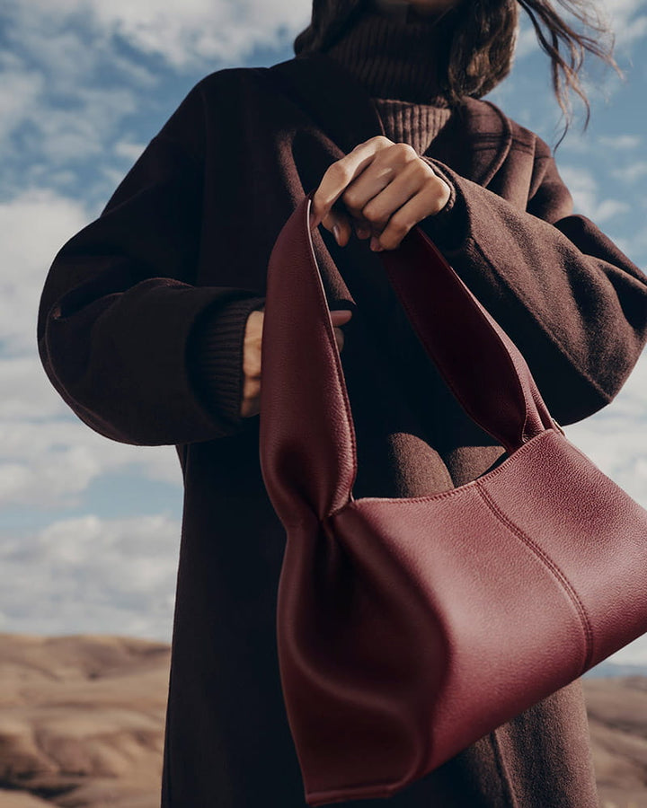 Modern Structured Calf Leather Hobo Bag