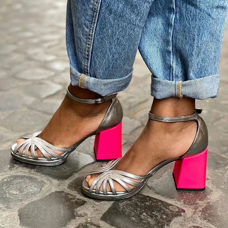 Two-Tone Heel Sandals — side view