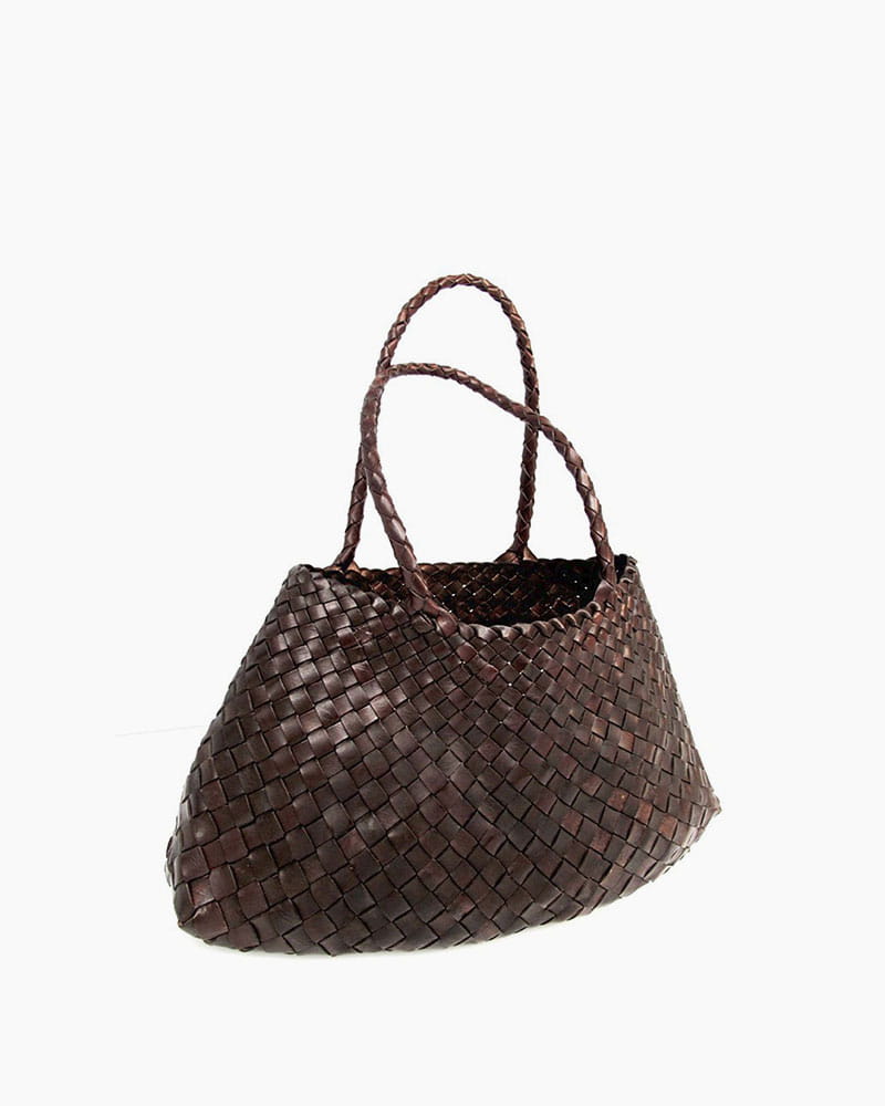 Sunny Weekend Woven Leather Market Tote