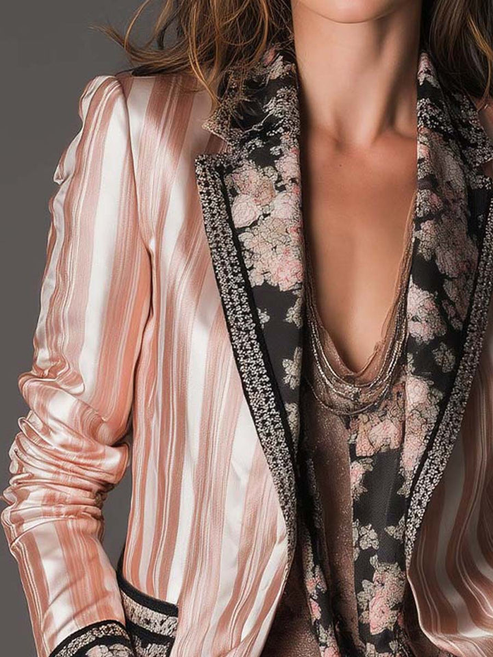 Satin-stripe tailored blazer side view