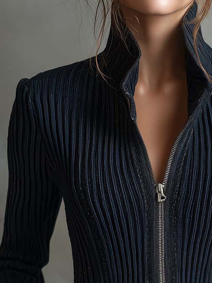 Midnight sparkle ribbed knit jacket side view