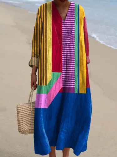 Retro Geometric Printed Maxi Dress — alternate view
