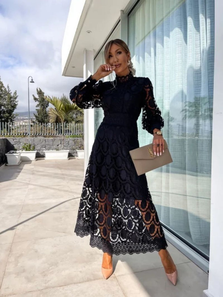 Georgia - Elegant French Lace Dress — back view