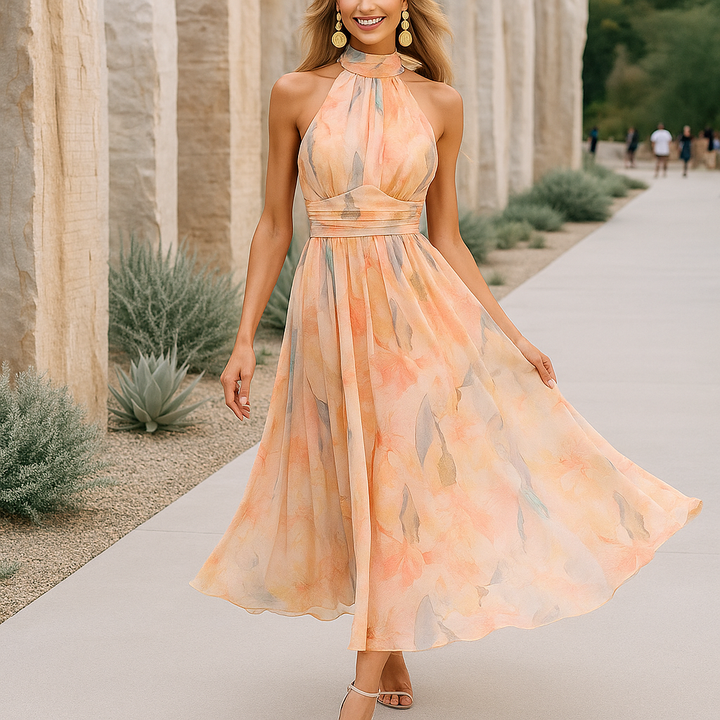 Sienna Sunset Flow Dress Peach — side view