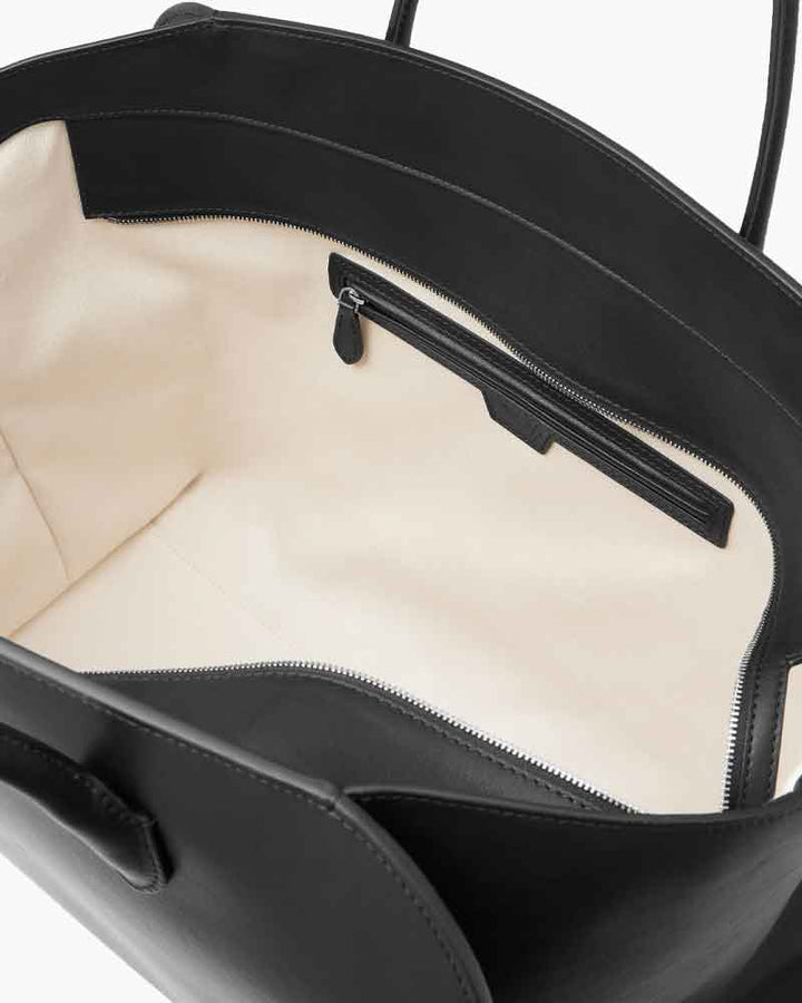 Women's Daily Commute Versatile Black Leather Tote