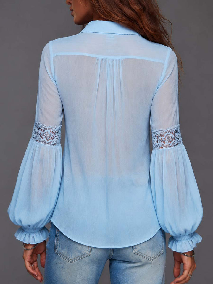 Boho sheer puff sleeve shirt styled outfit