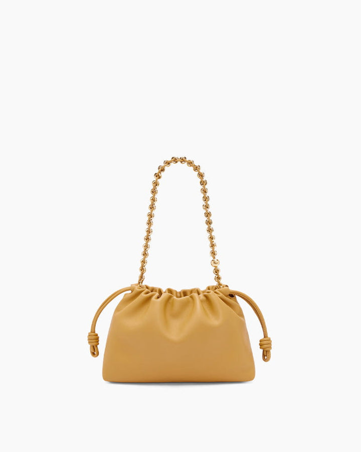 Medium Ruched Genuine Leather Bag Donut Chain