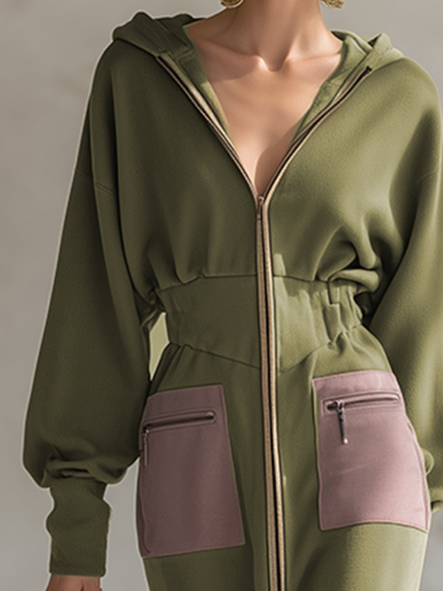 Linda elegant olive dress outfit – women's casual chic winter look