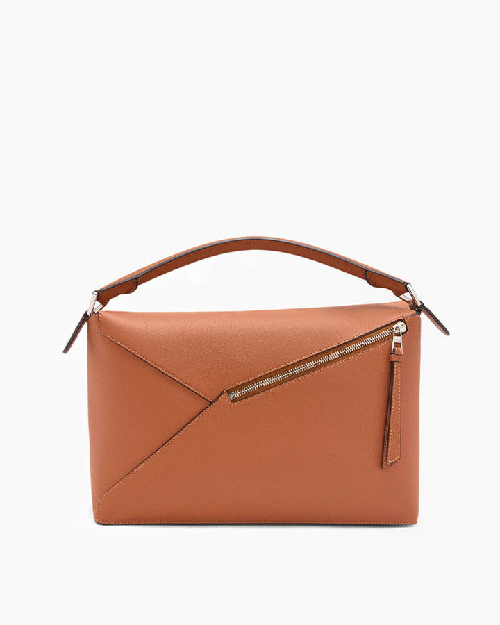 Large Form-Panel Leather Handbag
