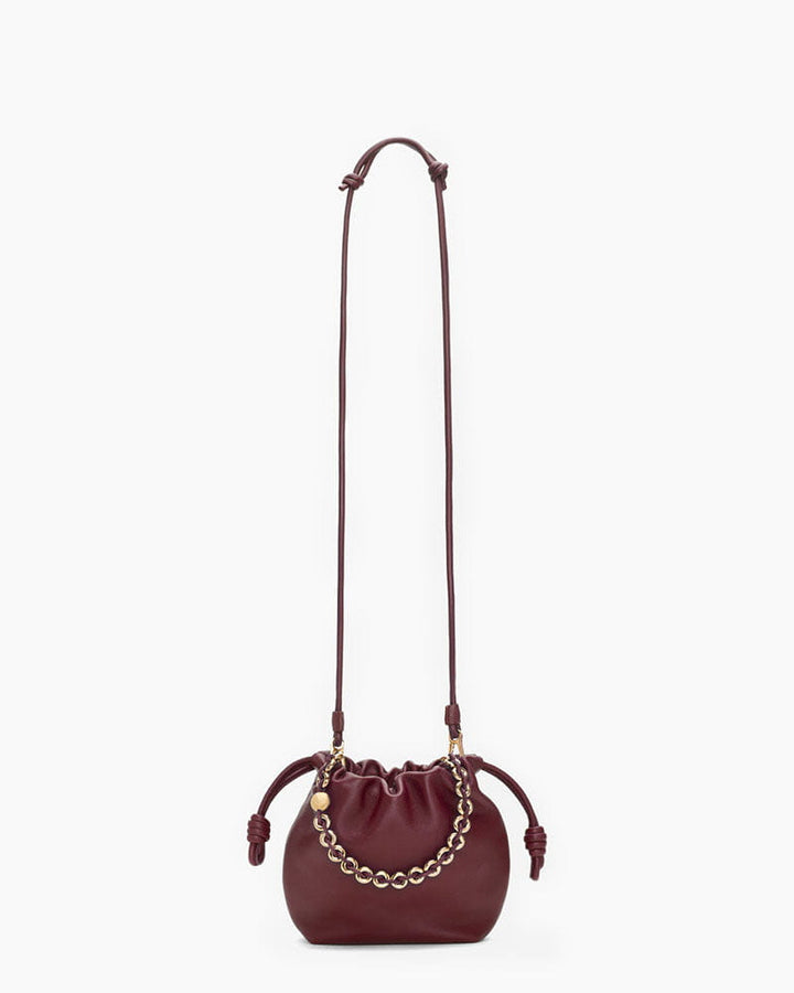 Medium Ruched Genuine Leather Bag Donut Chain