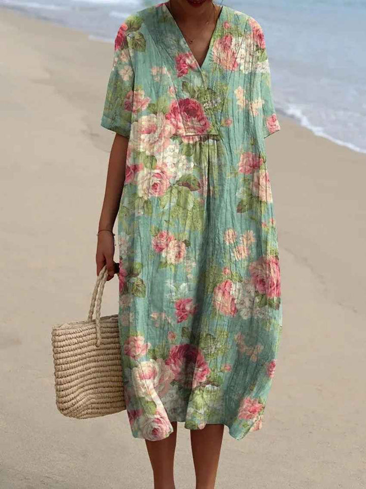 Floral Art Print Vintage Floral Maxi Dress — additional view