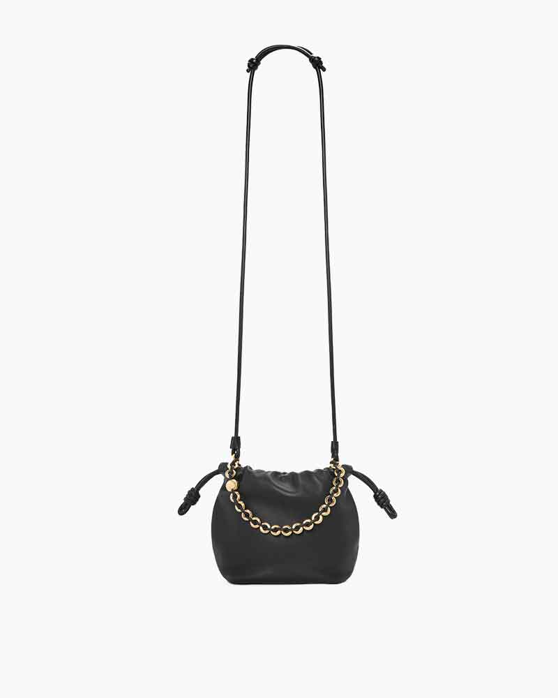 Medium Ruched Genuine Leather Bag Donut Chain