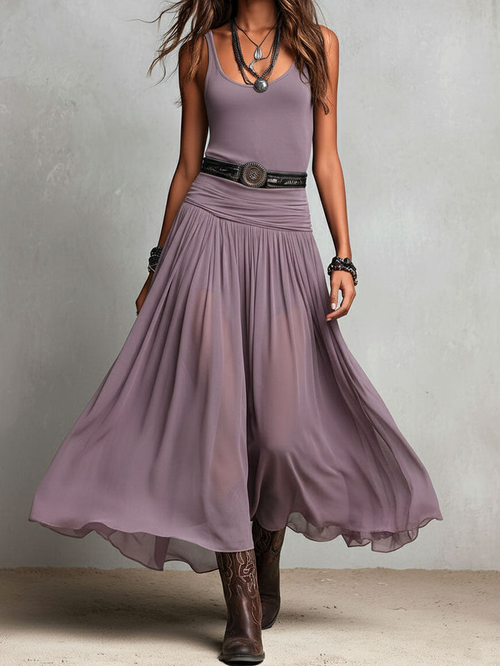 Black stretchy maxi dress back view