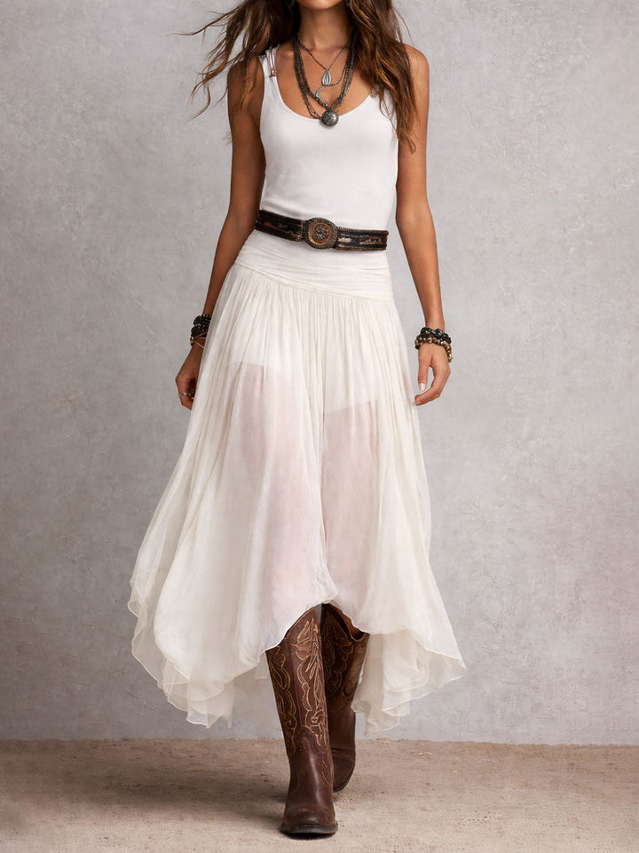 Western boho black maxi dress styled look