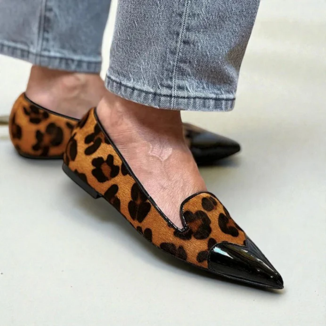 Refined Animal Print Ballet Flats — detail view