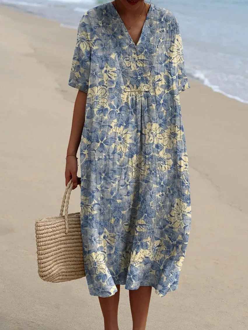 Merel Vintage Floral Maxi Dress — back view