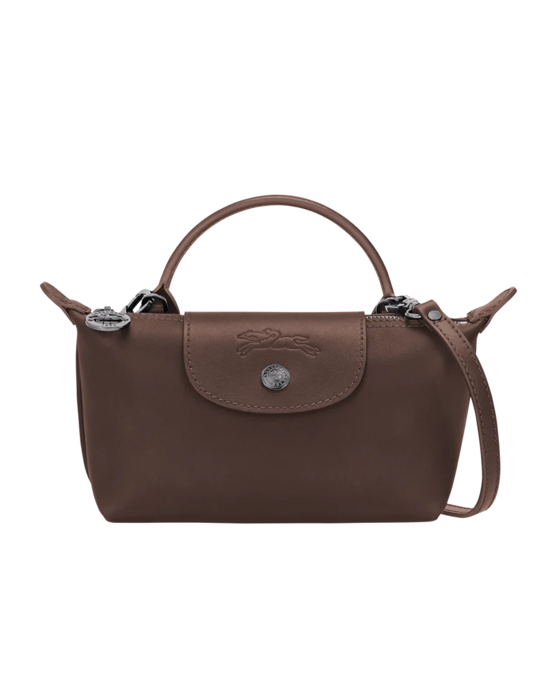 Longchamp Mini Leather Bag Mokka — front view