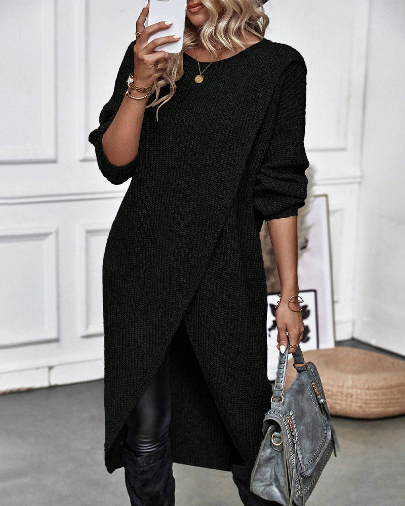 Addison Comfortable Irregular Style Sweater Dress — product view