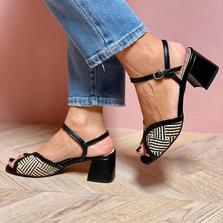Woven Fabric Sandals — back view