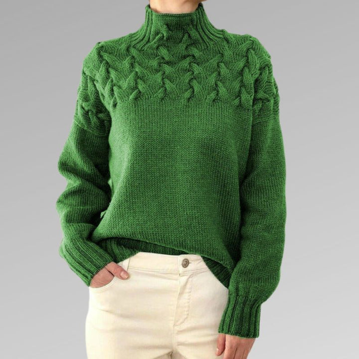 Madison Elegant High Neck Sweater — detail view